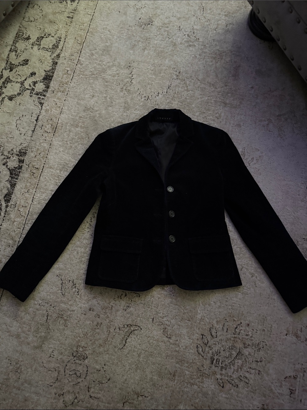 Theory Black/Deep Blue Velvet Women's Blazer Jacket
